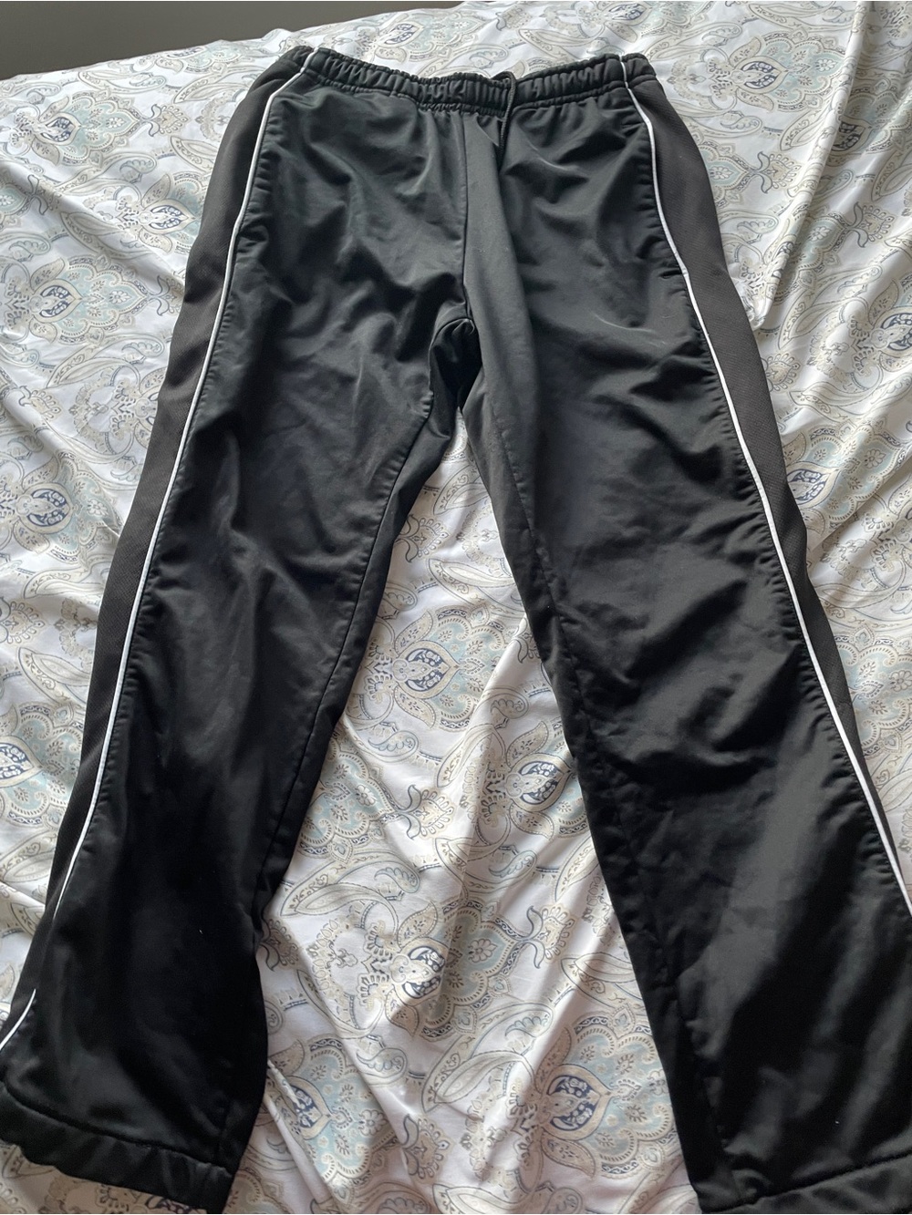 Kids Black Athletic Track Pants with Side Stripe